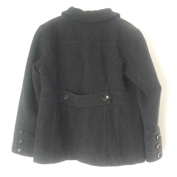 St. John's Bay women's size L black cashmere blend pea coat - Picture 2 of 16